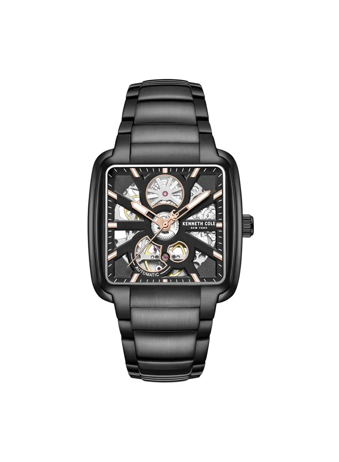 كينيث كول نيو يورك Black Dial Stainless Steel Bracelet Multifunction Watch for Men, 40mm