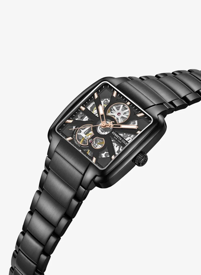 كينيث كول نيو يورك Black Dial Stainless Steel Bracelet Multifunction Watch for Men, 40mm