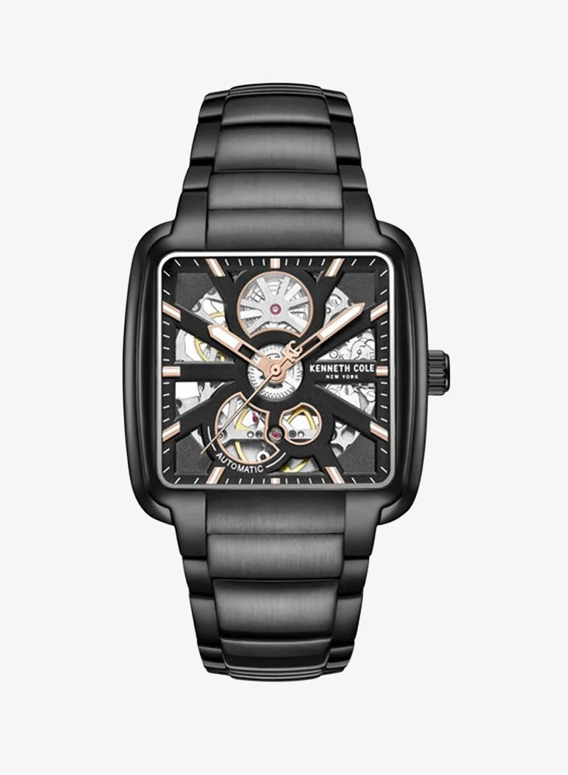 كينيث كول نيو يورك Black Dial Stainless Steel Bracelet Multifunction Watch for Men, 40mm