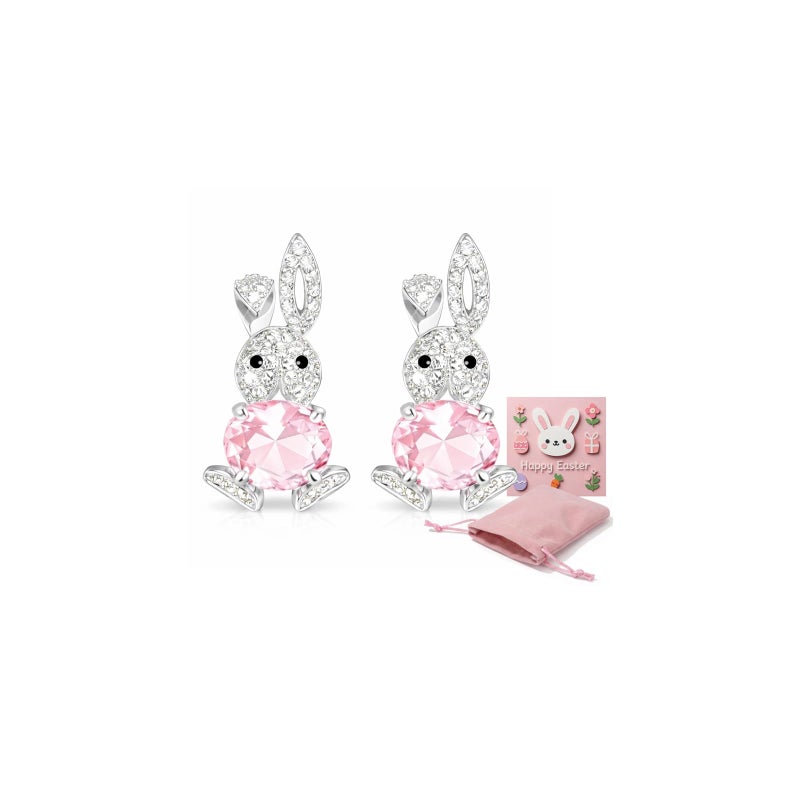 Novearring Easter Earrings Jewelry Women Easter Basket Stuffers Egg Fillers Sparkly Pink Bunny Earrings Outfit Stuff Spring Gifts for Adults - Image 1