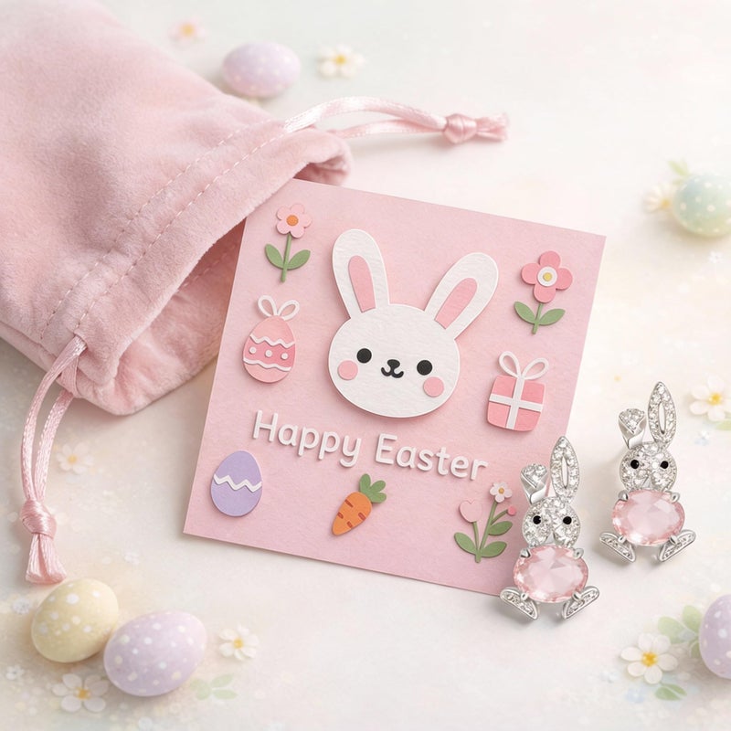 Novearring Easter Earrings Jewelry Women Easter Basket Stuffers Egg Fillers Sparkly Pink Bunny Earrings Outfit Stuff Spring Gifts for Adults - Image 2