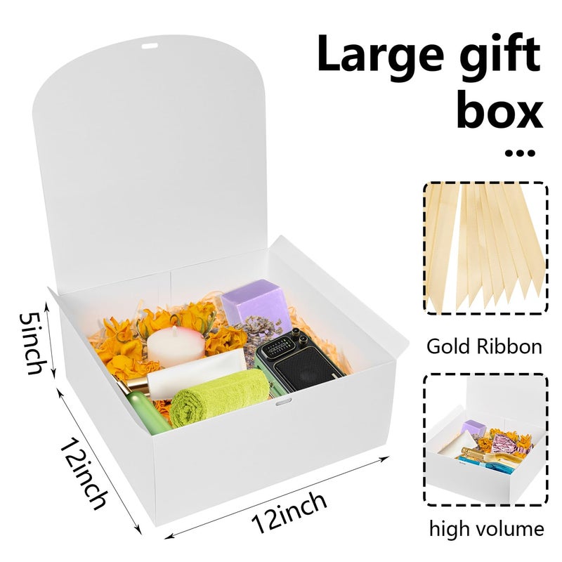 WLUSEAXI 8Pack Large Gift Boxes with Lids, 12x12x5 Inches Bridesmaid Proposal Box With Ribbon, White Boxes For Gifts, Paper Gift Box For Presents, Wedding, Bridal Shower, Birthday Party - Image 2