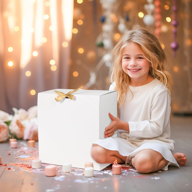 WLUSEAXI 8Pack Large Gift Boxes with Lids, 12x12x5 Inches Bridesmaid Proposal Box With Ribbon, White Boxes For Gifts, Paper Gift Box For Presents, Wedding, Bridal Shower, Birthday Party - Image 4