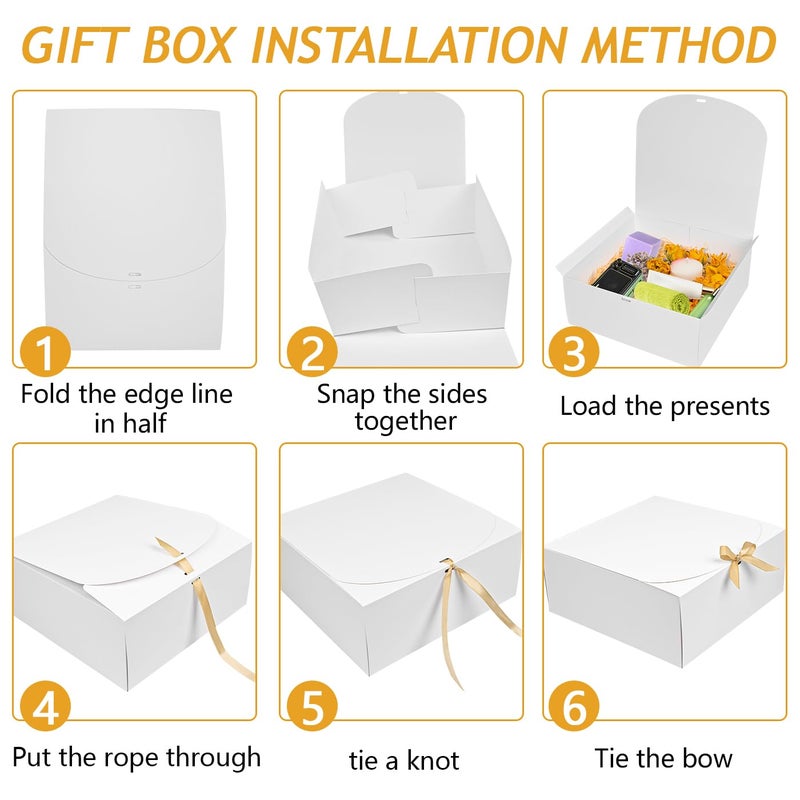 WLUSEAXI 8Pack Large Gift Boxes with Lids, 12x12x5 Inches Bridesmaid Proposal Box With Ribbon, White Boxes For Gifts, Paper Gift Box For Presents, Wedding, Bridal Shower, Birthday Party - Image 5