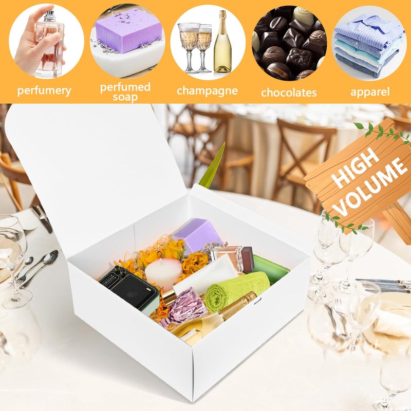 WLUSEAXI 8Pack Large Gift Boxes with Lids, 12x12x5 Inches Bridesmaid Proposal Box With Ribbon, White Boxes For Gifts, Paper Gift Box For Presents, Wedding, Bridal Shower, Birthday Party - Image 3
