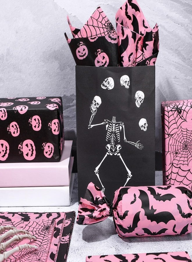 Whaline 90 Sheets Halloween Tissue Paper Pink Black Pumpkin Bat Spiderweb Gift Wrapping Paper for DIY Art Craft Halloween Birthday Baby Shower Party Supplies, 13.7 x 19.6 Inch - Image 3