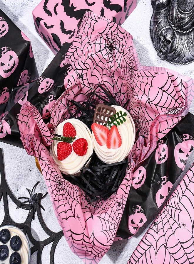 Whaline 90 Sheets Halloween Tissue Paper Pink Black Pumpkin Bat Spiderweb Gift Wrapping Paper for DIY Art Craft Halloween Birthday Baby Shower Party Supplies, 13.7 x 19.6 Inch - Image 5