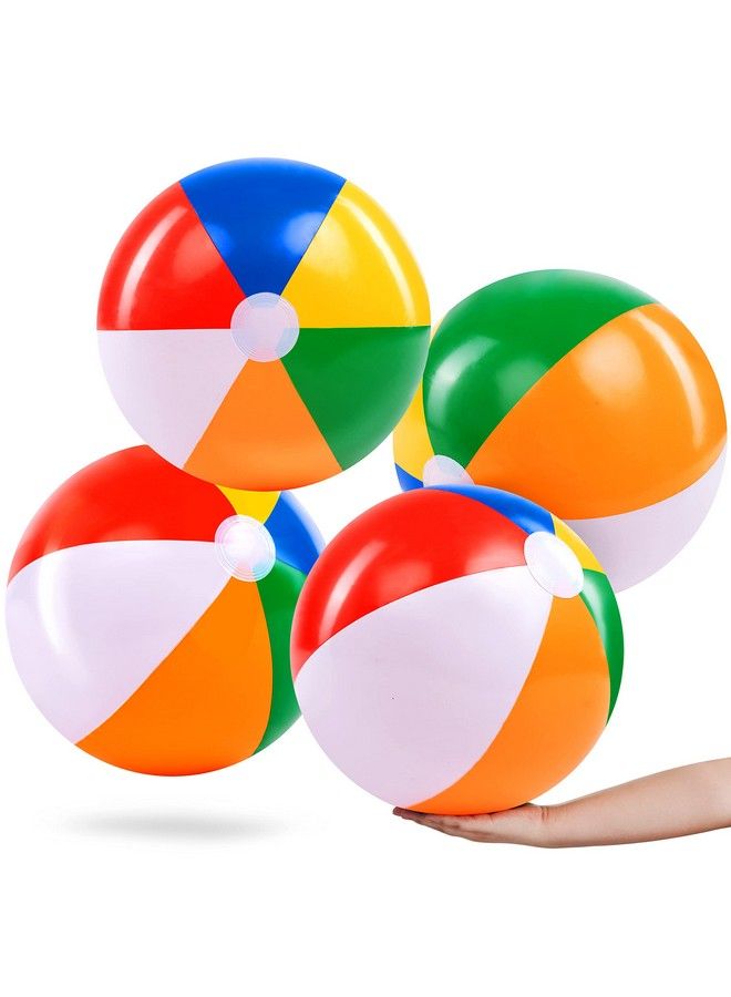 JOYIN 4 عبوات كرات شاطئية قابلة للنفخ 20" كرات شاطئية كبيرة قوس قزح لحفلات المسبح للأطفال والبالغين ألعاب حفلات المسبح ألعاب شاطئية هدايا حفلات - Image 2