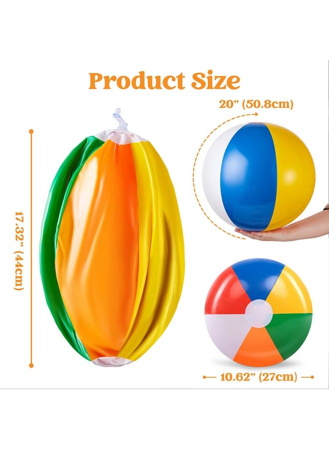 JOYIN 4 عبوات كرات شاطئية قابلة للنفخ 20" كرات شاطئية كبيرة قوس قزح لحفلات المسبح للأطفال والبالغين ألعاب حفلات المسبح ألعاب شاطئية هدايا حفلات - Image 5