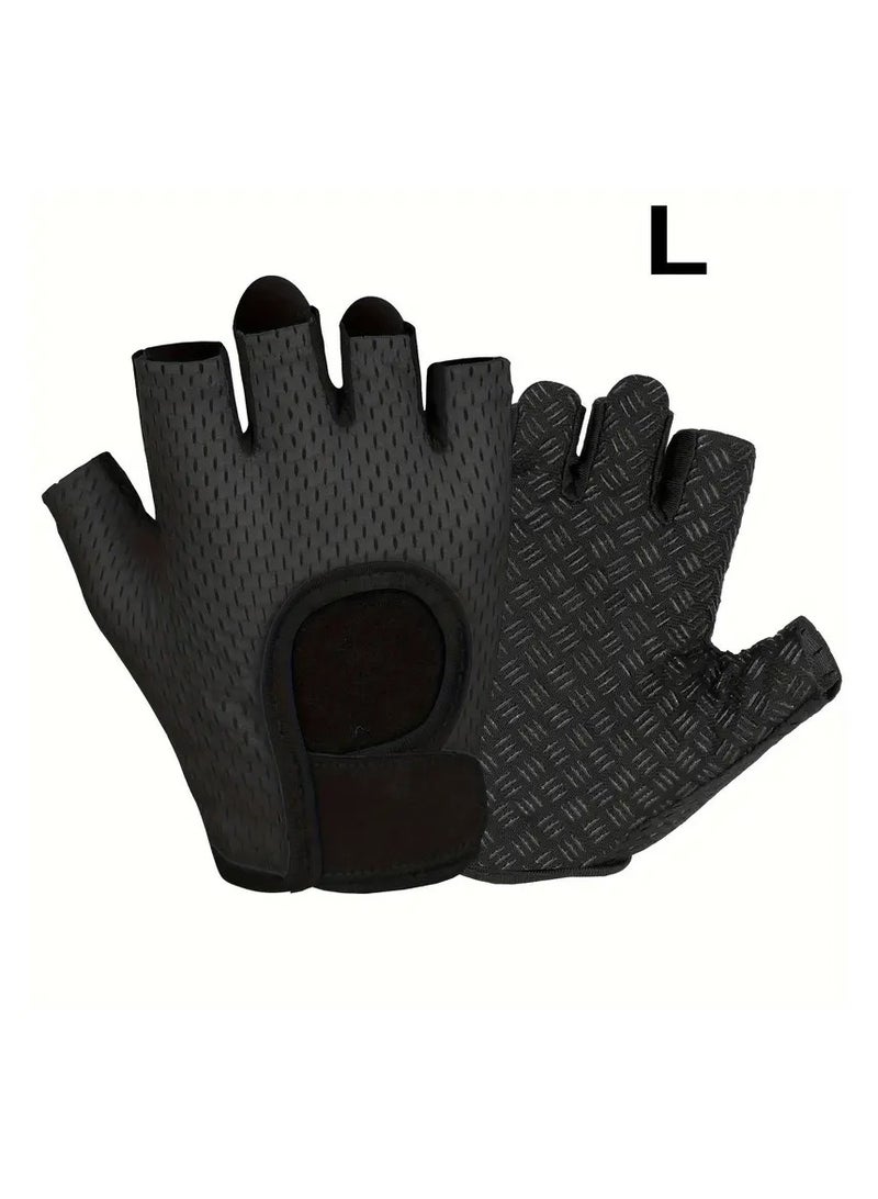 Goolsky Lightweight Breathable Fitness Gloves - Full Palm Protection for Weightlifting, Gym Training & Cycling - Black（L） - Image 1