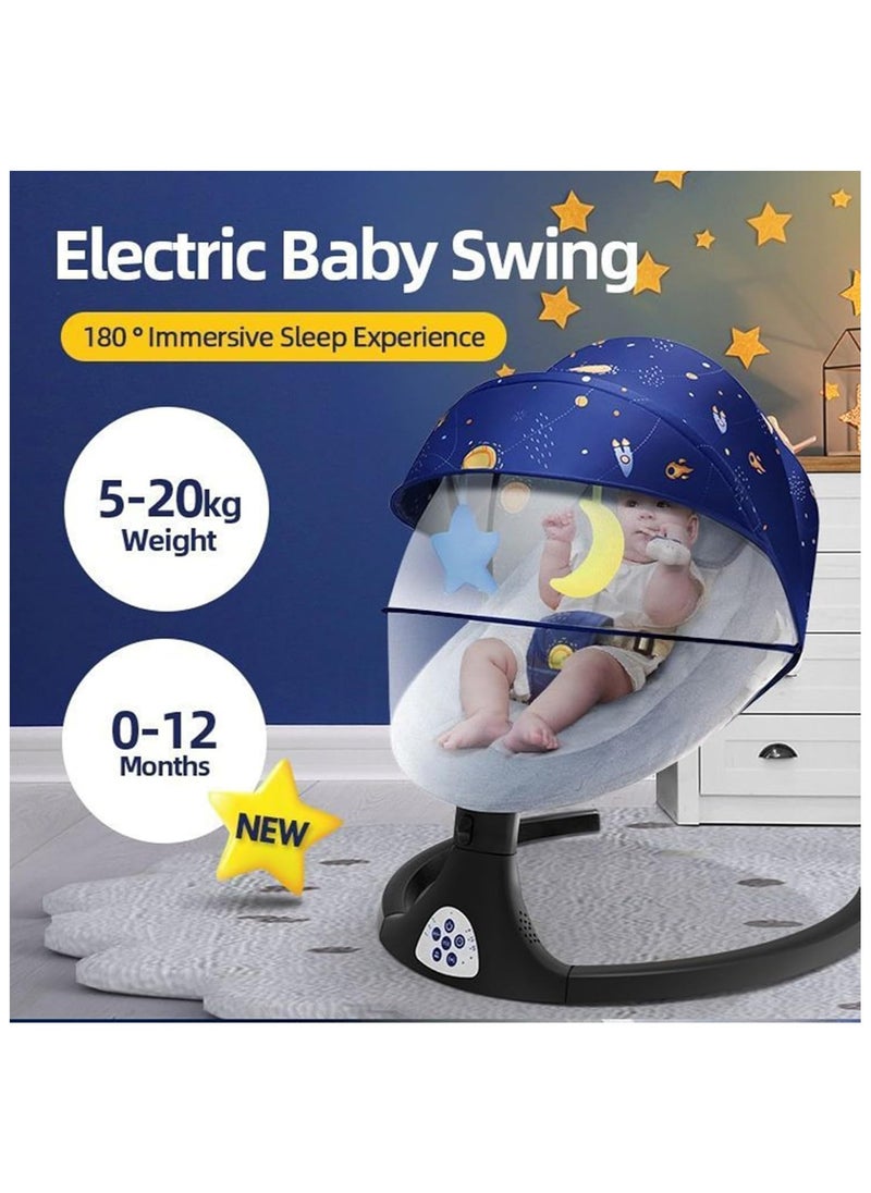 Piccasio - Baby Cradle, Babies Electric Swing for Infants, 5 Speeds, 4 Timer Settings, 12 Lullabies, Baby Rocker with Bluetooth & USB Support, Washable, Remote Control, Comfortable Cushion(1-12 months) - Image 1