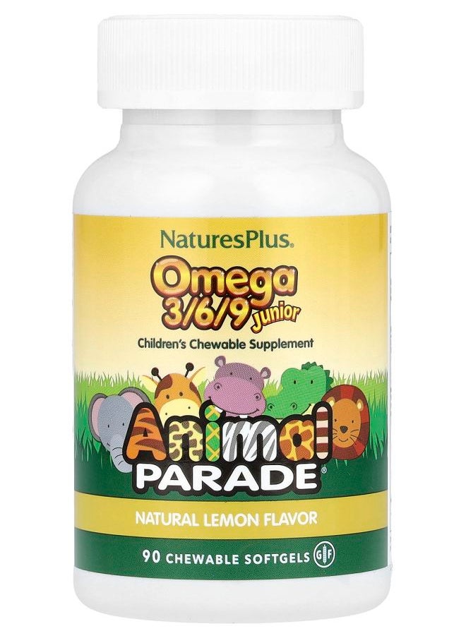 NaturesPlus Animal Parade® Omega 3/6/9 Junior Natural Lemon 90 Chewable Softgels 