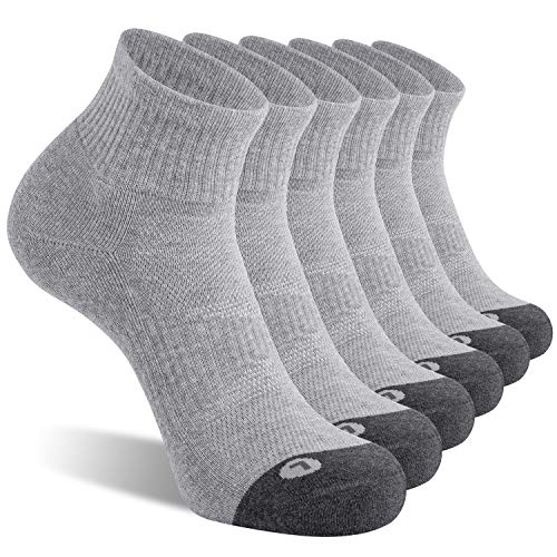 FITRELL 6 Pack Men's Athletic Ankle Socks Cushioned Sports Running Socks, Shoe Size 12-15, Grey - Image 1