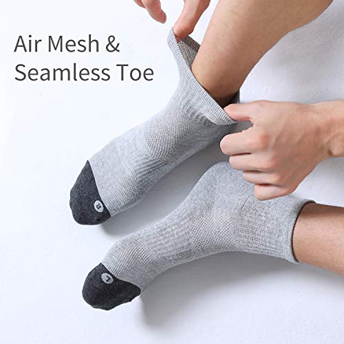 FITRELL 6 Pack Men's Athletic Ankle Socks Cushioned Sports Running Socks, Shoe Size 12-15, Grey - Image 4