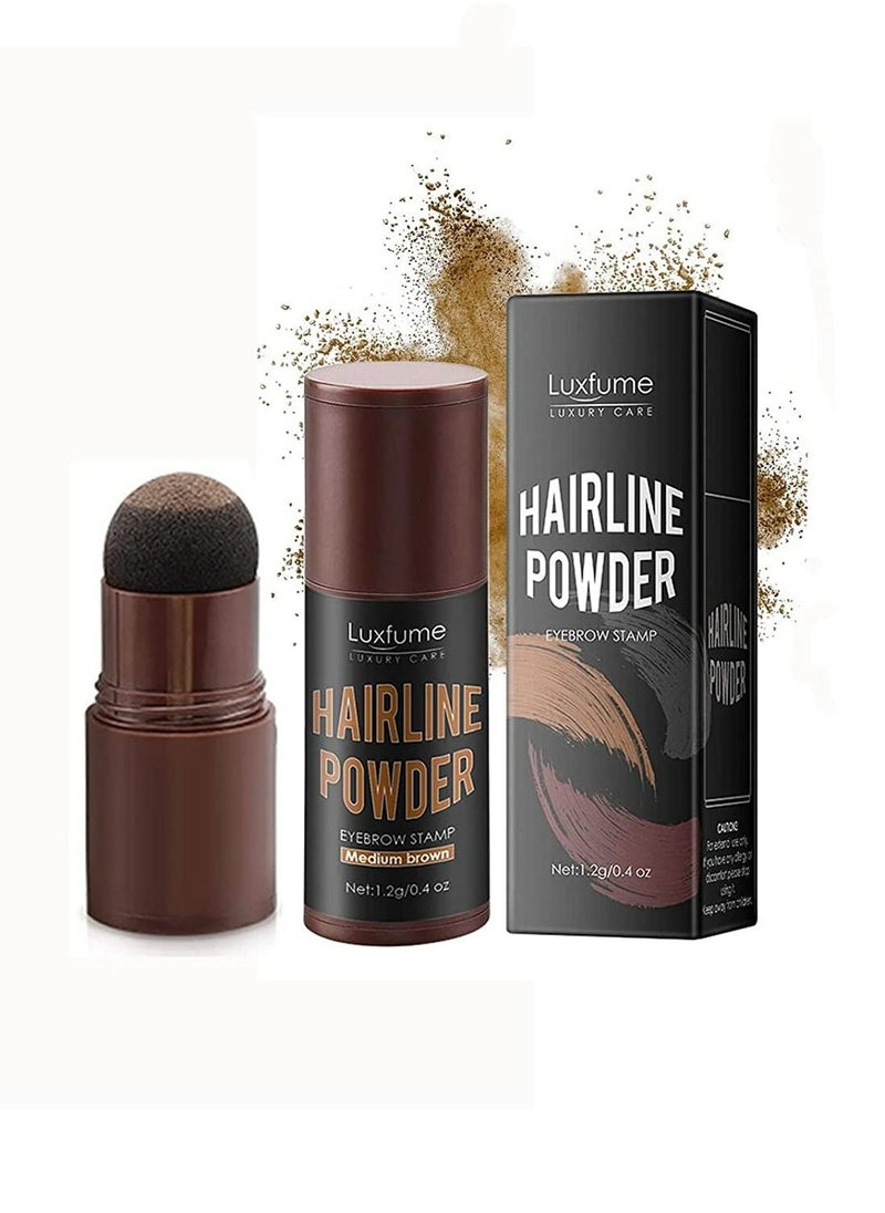 Luxfume طقم بودرة خط الشعر وختم الحواجب، تغطية فورية لخط الشعر، ختم الحواجب، ظلال العيون وتحديد الوجه، طقم ختم مكياج متعدد الاستخدامات (بني متوسط)  - Image 1