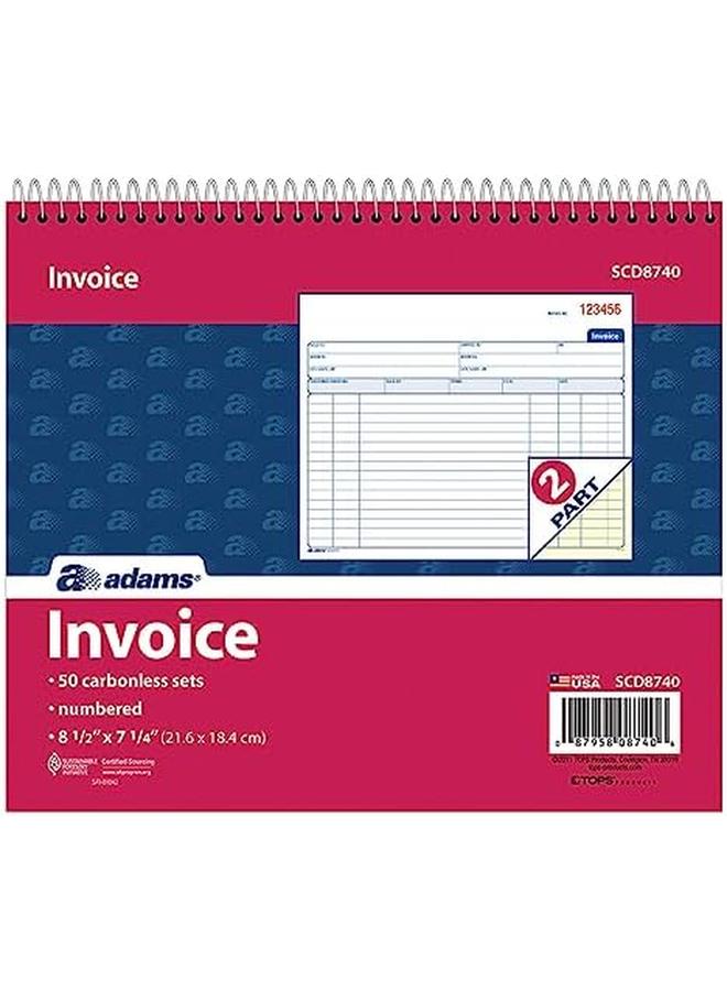 ADAMS Spiral Invoice Book 8 1 2 X 7 1 4 Inches 2 Part Carbonless White Canary 50 Sets Per Book Scd8740 - Image 2