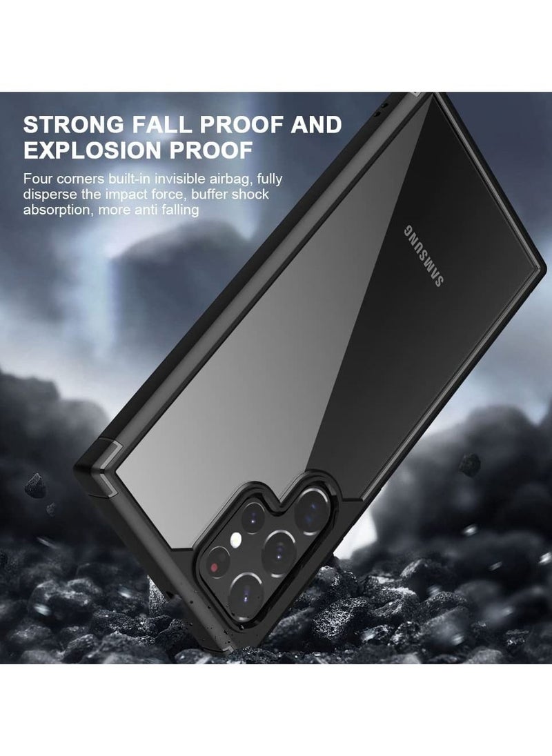 YoYoTech Hybrid Shockproof Clear Case [Strong Grade Drop Protection] Back Hard PC with Soft Black Bumper Protective Phone Cover designed for Samsung S22 Ultra 6.80’ (2022)umper Protective Phone Cover designed for Samsung S22 Ultra 6.80’ (2022)  - Image 2