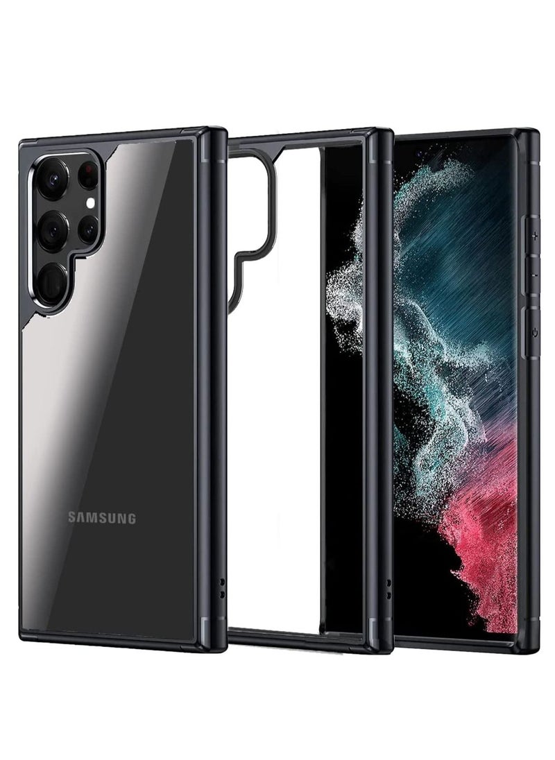 YoYoTech Hybrid Shockproof Clear Case [Strong Grade Drop Protection] Back Hard PC with Soft Black Bumper Protective Phone Cover designed for Samsung S22 Ultra 6.80’ (2022)umper Protective Phone Cover designed for Samsung S22 Ultra 6.80’ (2022)  - Image 1