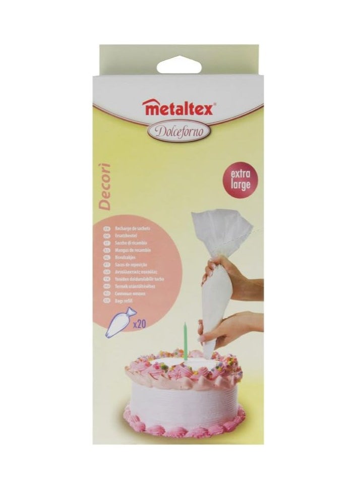 Metaltex Metaltex Icing Bags 20pcs  Cake Decorating Icing Bags Disposable Icing Piping Bags For Cake Cookie Desserts Cupcakes Decoration White Bag  - Image 2