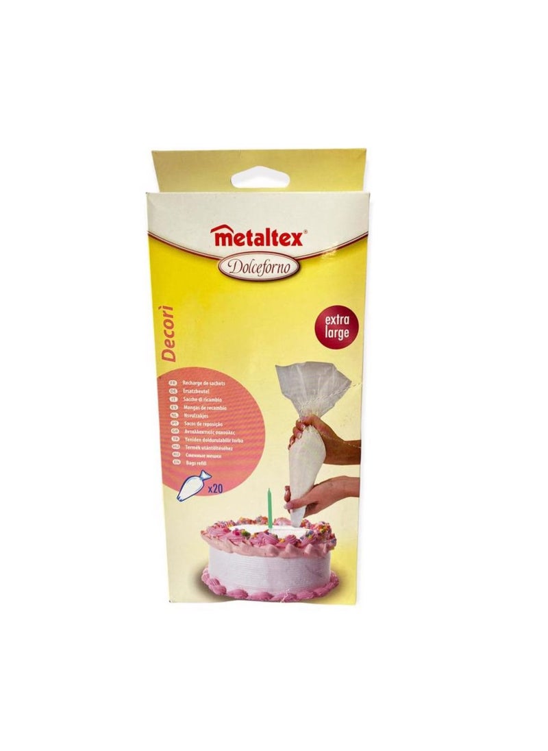 Metaltex Metaltex Icing Bags 20pcs  Cake Decorating Icing Bags Disposable Icing Piping Bags For Cake Cookie Desserts Cupcakes Decoration White Bag  - Image 3