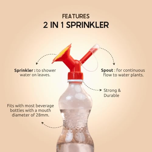 Nurturing Green® Dual Head Bottle Sprinkler & Nozzle for Watering Plants | Reusable Gardening Tool (Color: Red | Pack of 2) [Pls. Note: Plants are not Included] - Image 4