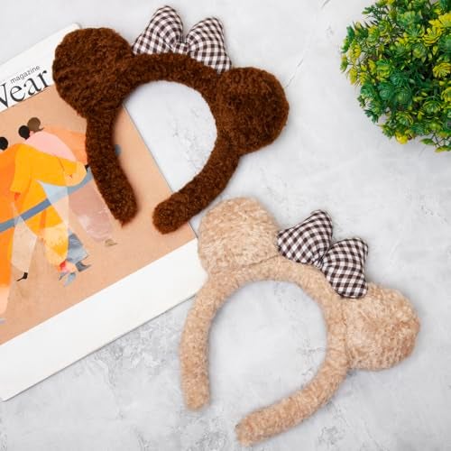 Radhu & Kabby Teddy Bear Hair Band for Girls Kids | Cute Girls Hair Accessories | Teddy Ears Head band with Checkered Bow | Hairbands For Kids Girl | Kids hair Accessories, Fun Hair Bands - Image 2
