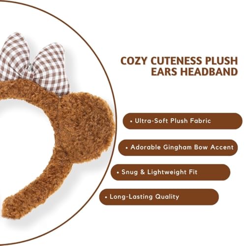 Radhu & Kabby Teddy Bear Hair Band for Girls Kids | Cute Girls Hair Accessories | Teddy Ears Head band with Checkered Bow | Hairbands For Kids Girl | Kids hair Accessories, Fun Hair Bands - Image 5
