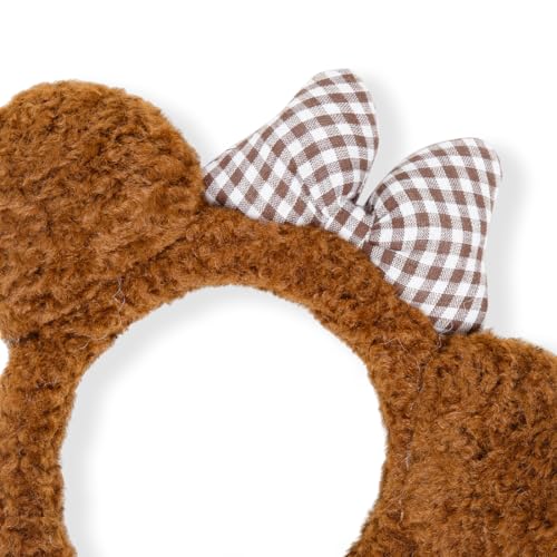 Radhu & Kabby Teddy Bear Hair Band for Girls Kids | Cute Girls Hair Accessories | Teddy Ears Head band with Checkered Bow | Hairbands For Kids Girl | Kids hair Accessories, Fun Hair Bands - Image 4