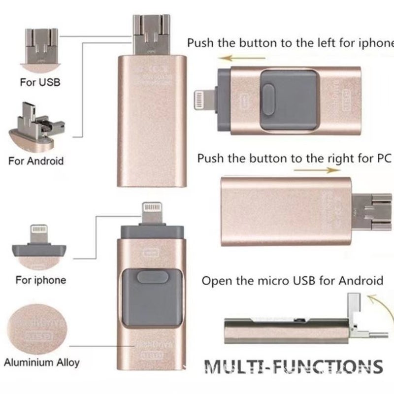Application Apple Typec Android Computer Four-In-One Mobile Phone U Disk Metal Push-Pull U Disk 1Tb 2Tb - Image 3