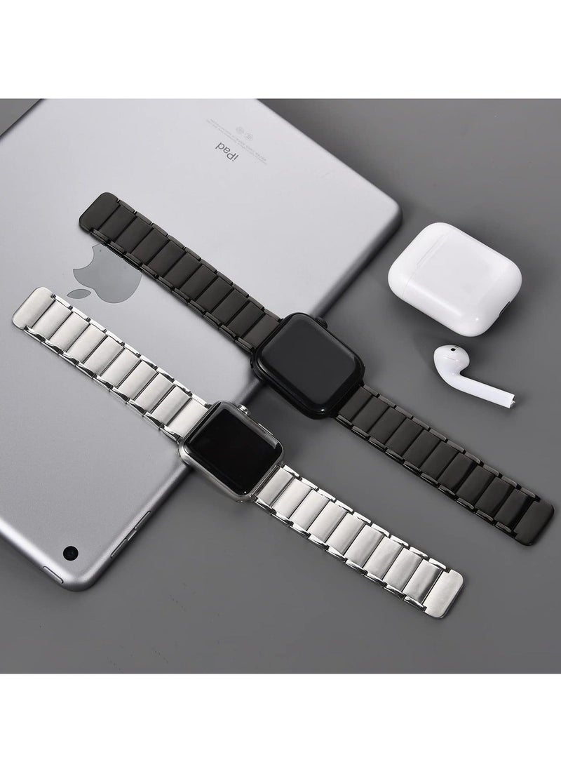 Metal Straps Compatible with Apple Watch 45mm/44mm, Magnetic Metal iWatch Replacement Bands, Stainless Steel Strap for Apple Watch Series 7/6/5/4/SE (Sliver)  - Image 2