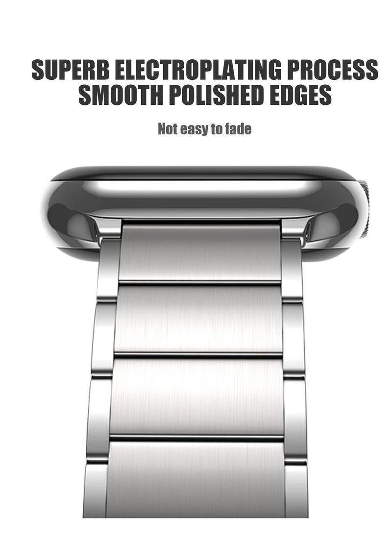 Metal Straps Compatible with Apple Watch 45mm/44mm, Magnetic Metal iWatch Replacement Bands, Stainless Steel Strap for Apple Watch Series 7/6/5/4/SE (Sliver)  - Image 1
