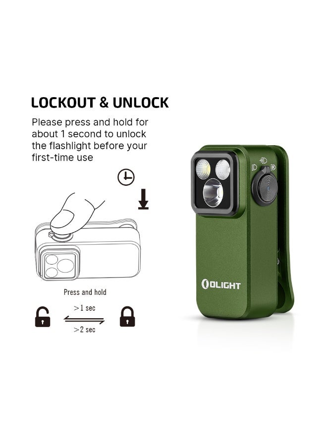 أولايت مصباح يدوي Olight Oclip Pro بقوة 500 لومن، ضوء قابل لإعادة الشحن للحمل اليومي، ضوء مشبك بمدى 120 متر، ضوء عمل USB-C للحمل اليومي، العمل، السلامة - Image 3