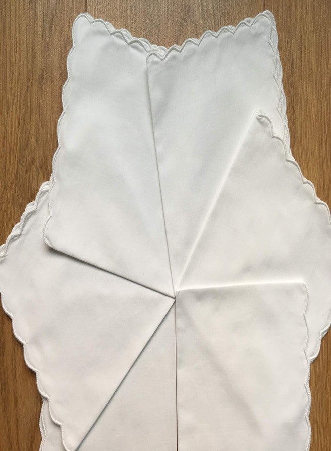 Minhcraft White Italian soft cotton 11"x11" lady's handkerchiefs with scalloped edge, Set of 6 - Image 3