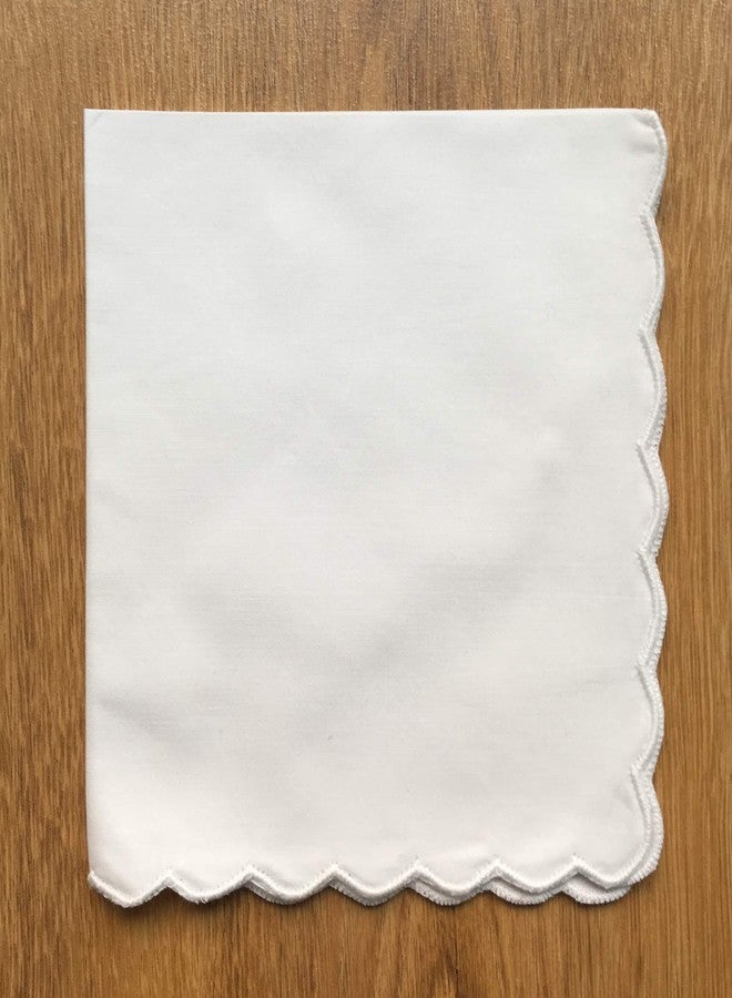 Minhcraft White Italian soft cotton 11"x11" lady's handkerchiefs with scalloped edge, Set of 6 - Image 4