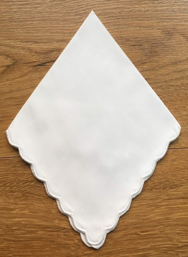 Minhcraft White Italian soft cotton 11"x11" lady's handkerchiefs with scalloped edge, Set of 6 - Image 5