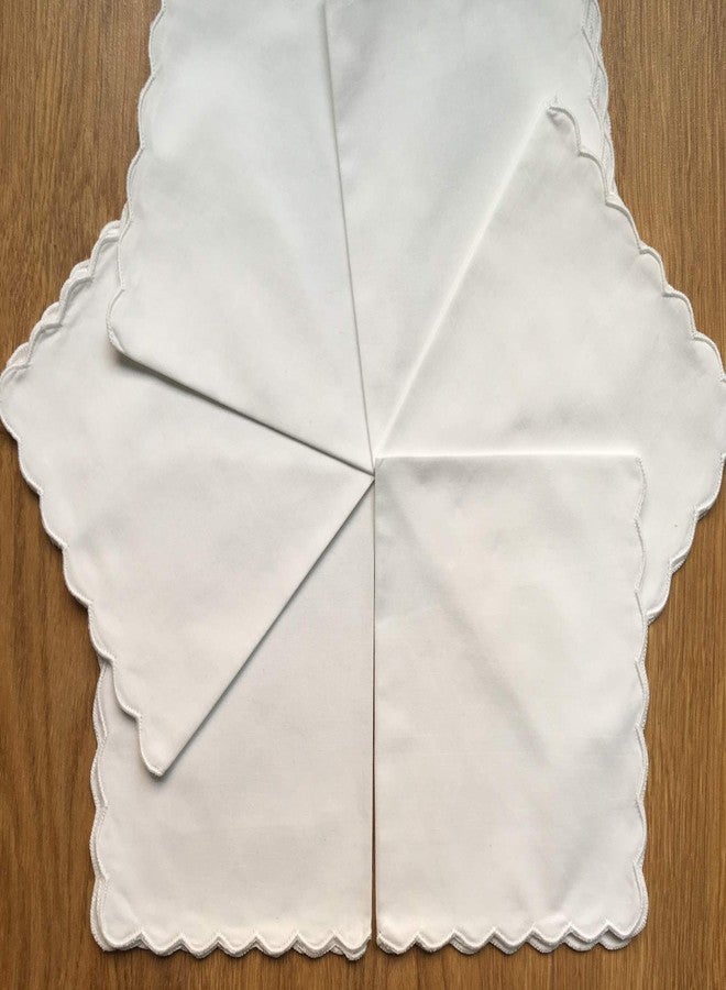 Minhcraft White Italian soft cotton 11"x11" lady's handkerchiefs with scalloped edge, Set of 6 - Image 2