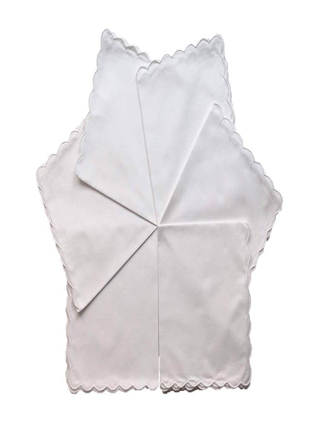 Minhcraft White Italian soft cotton 11"x11" lady's handkerchiefs with scalloped edge, Set of 6 - Image 1