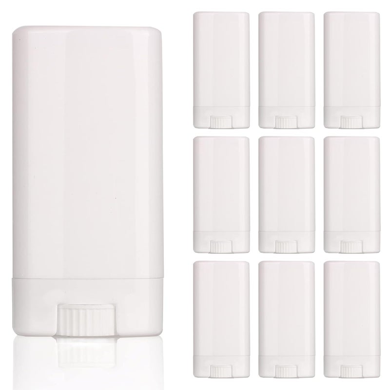 COSIDEA 10 PCS plastic empty 15g  05 oz travel size white oval shaped lip balm tube deodorant containers 15ml lipstick tube Twist up hair wax container