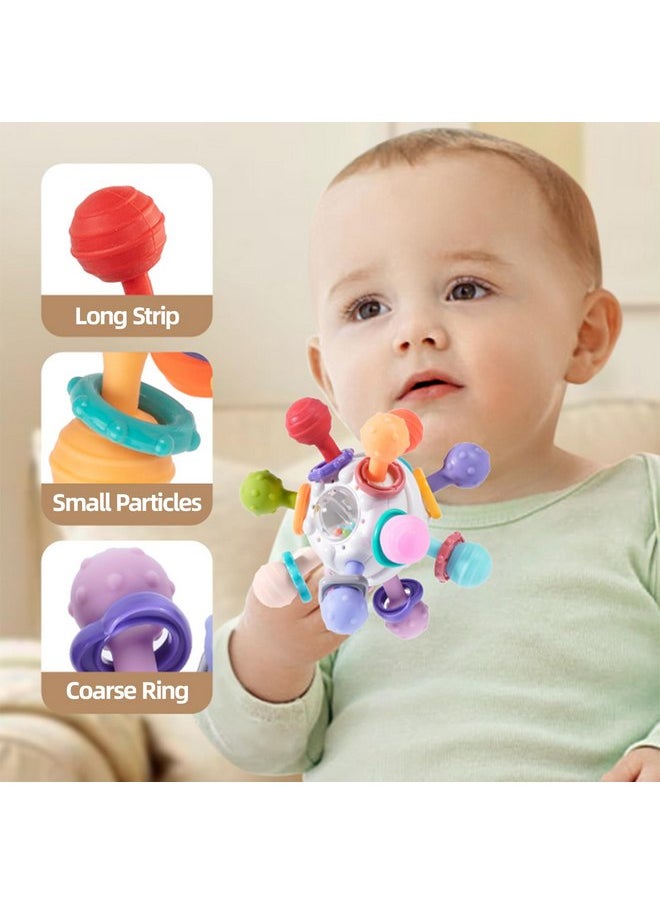 Jollybaby - Baby Sensory Teething Toys, Atomic Ball Chew Toys Rattle & Teether Grasping Activities Infant Toy for 0 6 12 Months Boys & Girls Gift(White) - Image 1