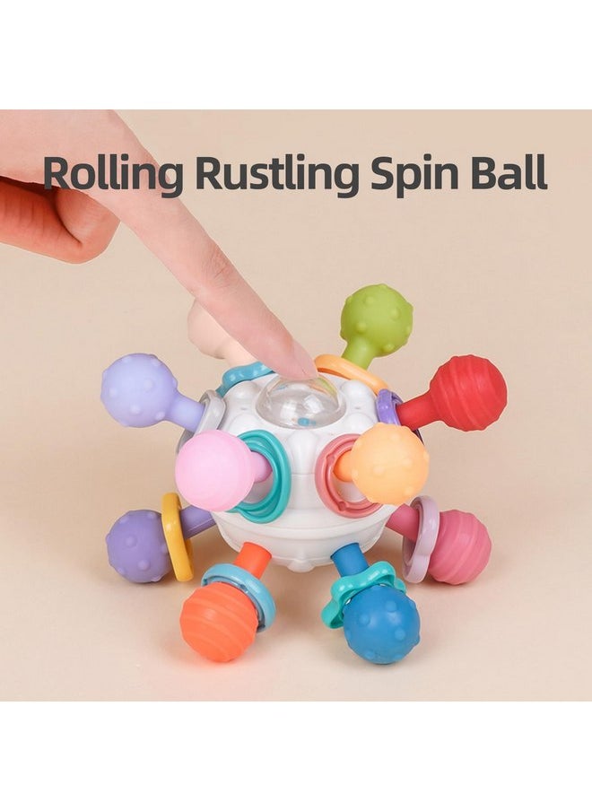 Jollybaby - Baby Sensory Teething Toys, Atomic Ball Chew Toys Rattle & Teether Grasping Activities Infant Toy for 0 6 12 Months Boys & Girls Gift(White) - Image 1