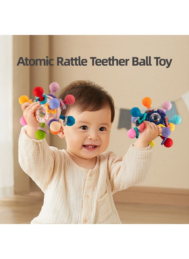 Jollybaby - Baby Sensory Teething Toys, Atomic Ball Chew Toys Rattle & Teether Grasping Activities Infant Toy for 0 6 12 Months Boys & Girls Gift(White) - Image 1
