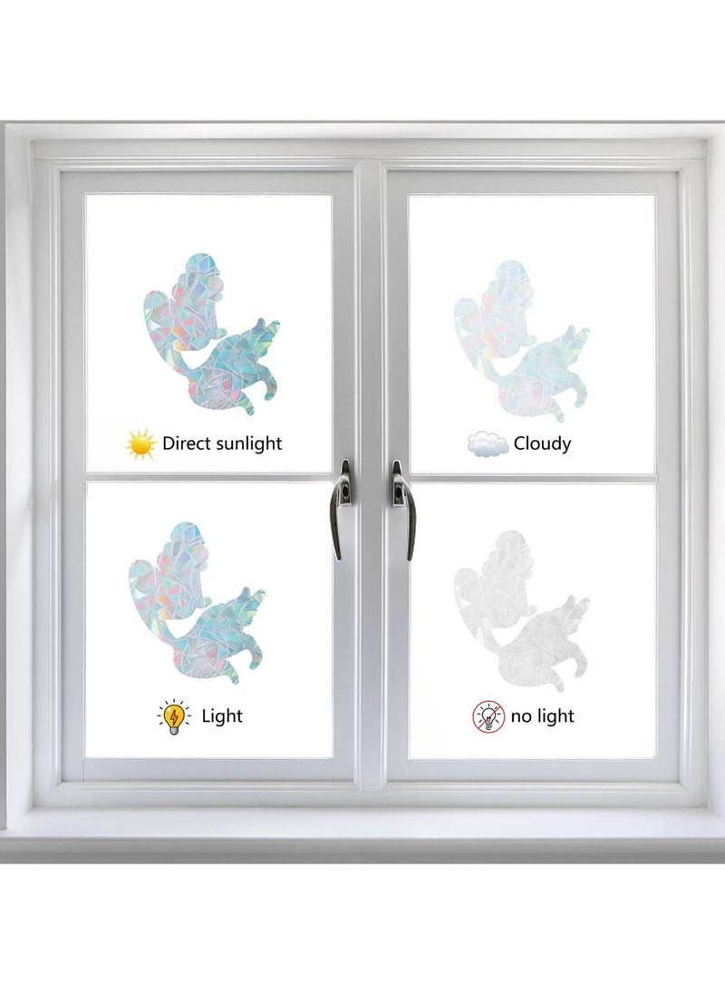 Generic - 6 Piece Mermaid Window Sticker, Suncatcher Rainbow Prism Non-adhesive Static Sticker PVC Decal Film for Birds Window Stickers Home Decor for Sliding Doors and Windows Glass - Image 1