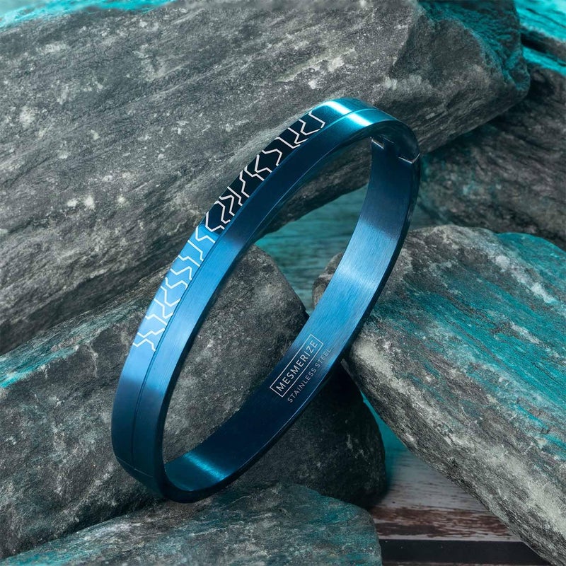 Mesmerize Stainless Steel Sirius Openable Oval Designer Kada Bracelets | Bracelet for Men and Boys |Designs| Waterproof, Anti-tarnish, Rust-free, Skin friendly | 8 mm Bracelets for Men | 6-Month Warranty - Image 2