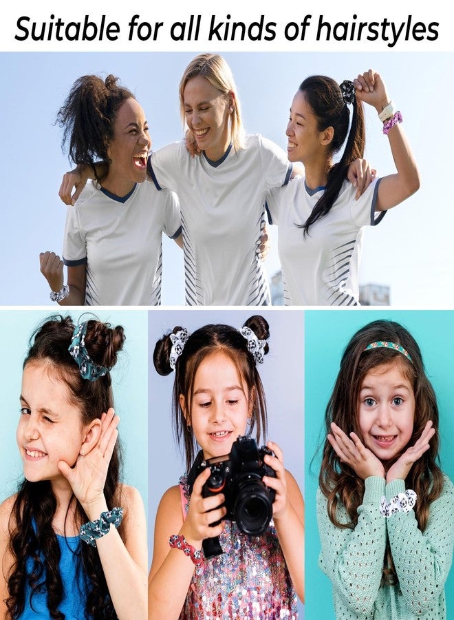 Grevosea 16 Pieces Soccer Scrunchies for Girls, Soccer Hair Ties Elastic Sports Ball Bands Ponytail Holder Hair Accessories for Soccer Party Favors Players Coaches Team Gifts (8 Colors) - Image 5