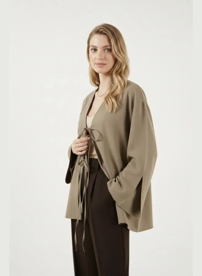 ليلا قميص ليلا قطن بقصة مريحة وأكمام برباط للنساء