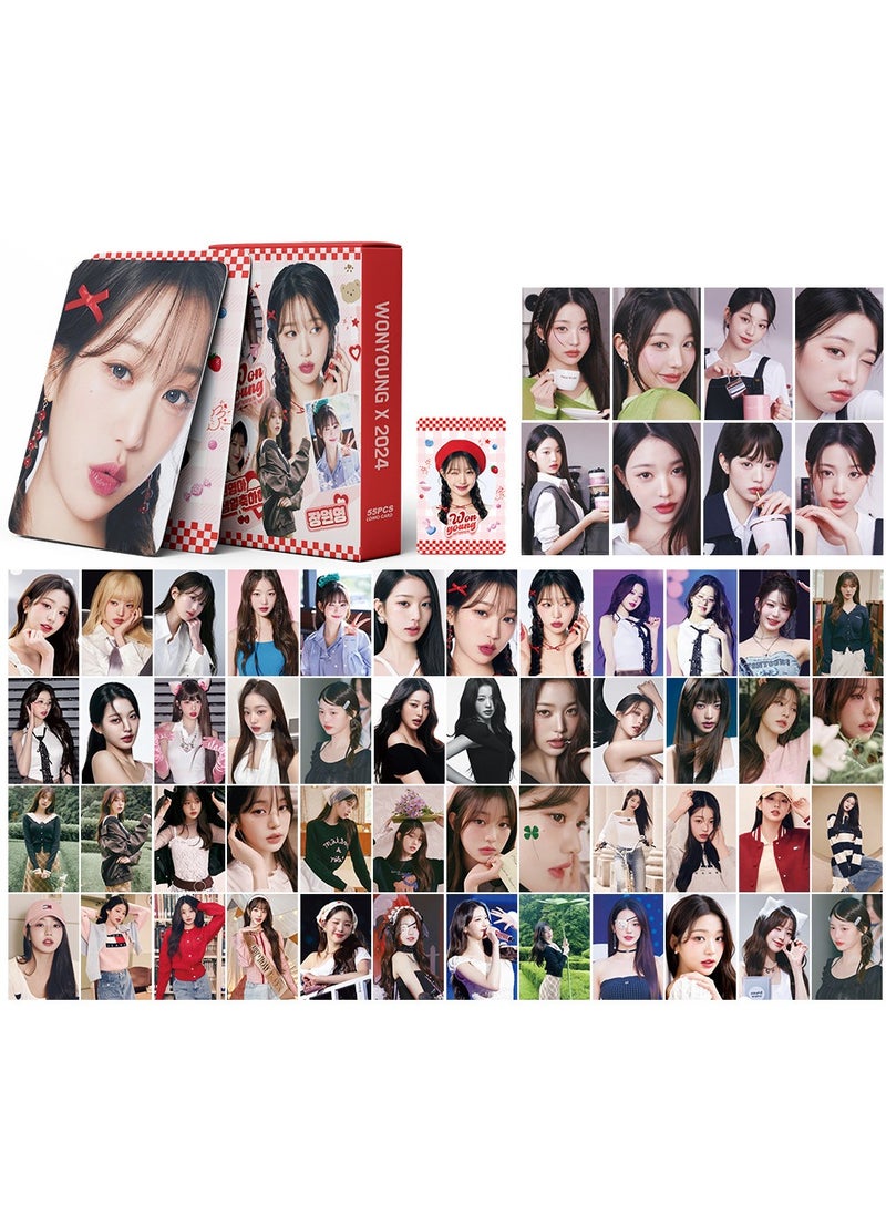 xozgdovg Integrated small card KPOP Korean Wave photo card 55 boxed DIY collection IVE support Zhang Yuanying small card (pink) 