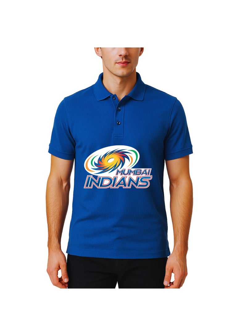 PRINTSHOP4ME Mumbai Indians Cricket Men's Dry-Fit Polo Neck T-Shirt|Tshirt With Cap|Soft&Breathable Sportswear For Cricket Lovers|Wear It For Games - Image 2