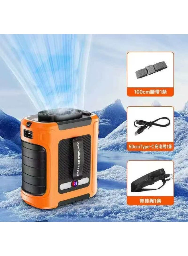 10000mAh Outdoor Waist Cooling Fan with Power Bank & LED Flashlight - Image 1