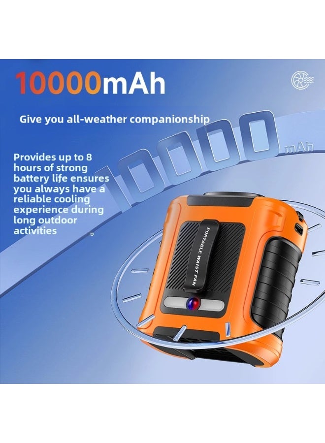 10000mAh Outdoor Waist Cooling Fan with Power Bank & LED Flashlight - Image 2
