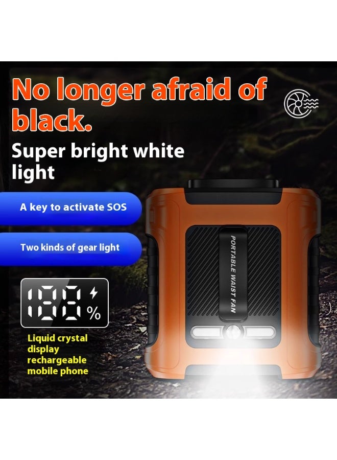 10000mAh Outdoor Waist Cooling Fan with Power Bank & LED Flashlight - Image 5